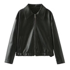 Solid Clean-cut Pleather Jacket