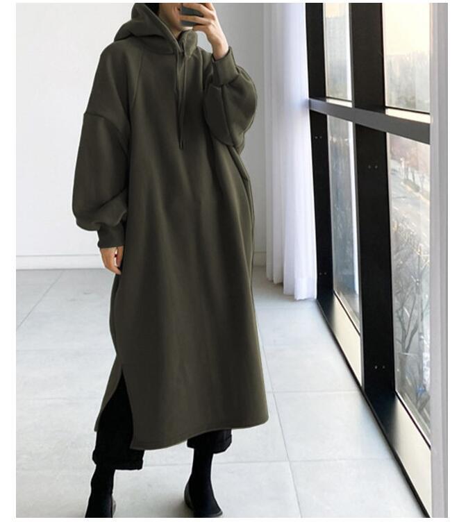 Fleece Mid-length Pullover Hoodie