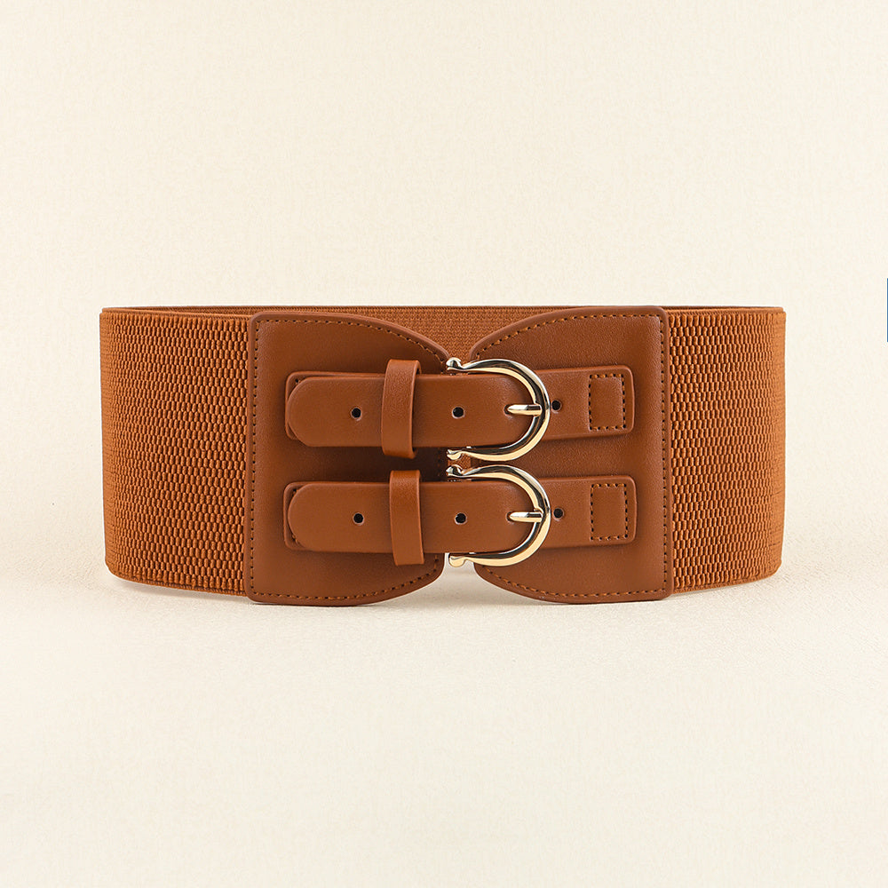 Retro Needle Buckle Waist Elastic Wide Belt