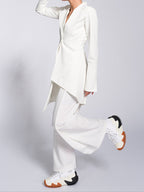 Irregular Hem Jacket & Pants Suit