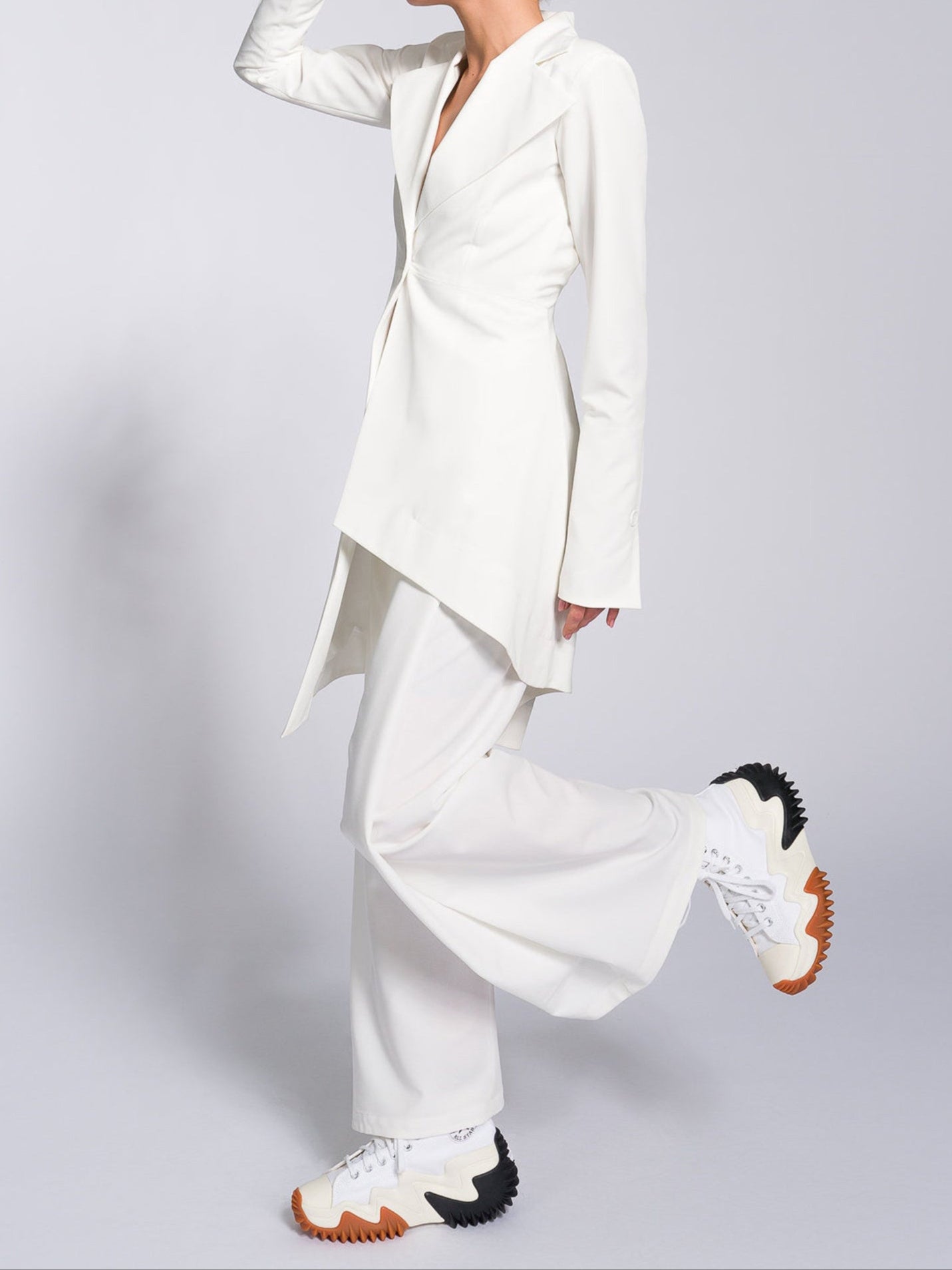 Irregular Hem Jacket & Pants Suit