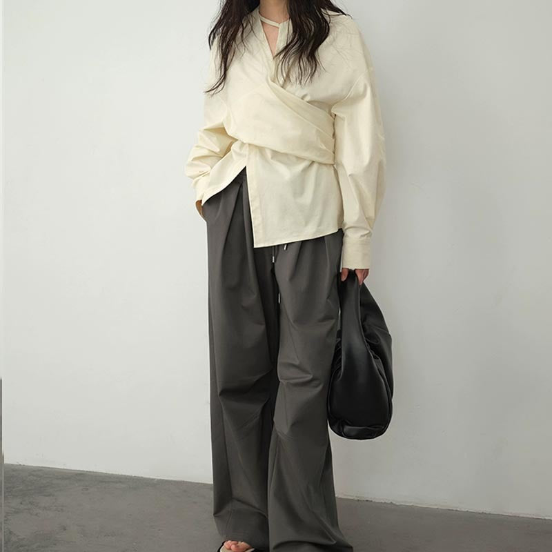 Deconstructive Waist Slimming Asymmetric Shirt