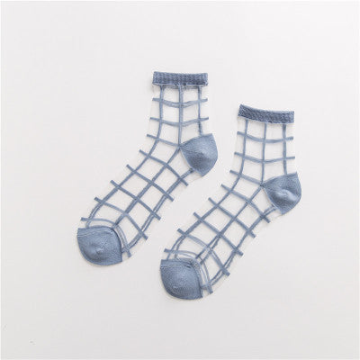 Ultra-thin Transparent & Plaid Japanese Style Socks