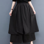 Japanese Style Pant Skirt - Cropped Wide-leg