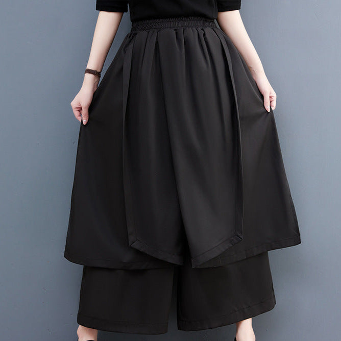 Japanese Style Pant Skirt - Cropped Wide-leg