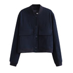 Casual Single-breasted Stand Collar Short Jacket