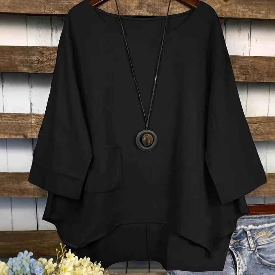 Oversized Round Neck Japanese Style Blouse