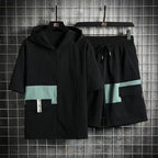 Hooded T-shirt Stretch Street Shorts Suit