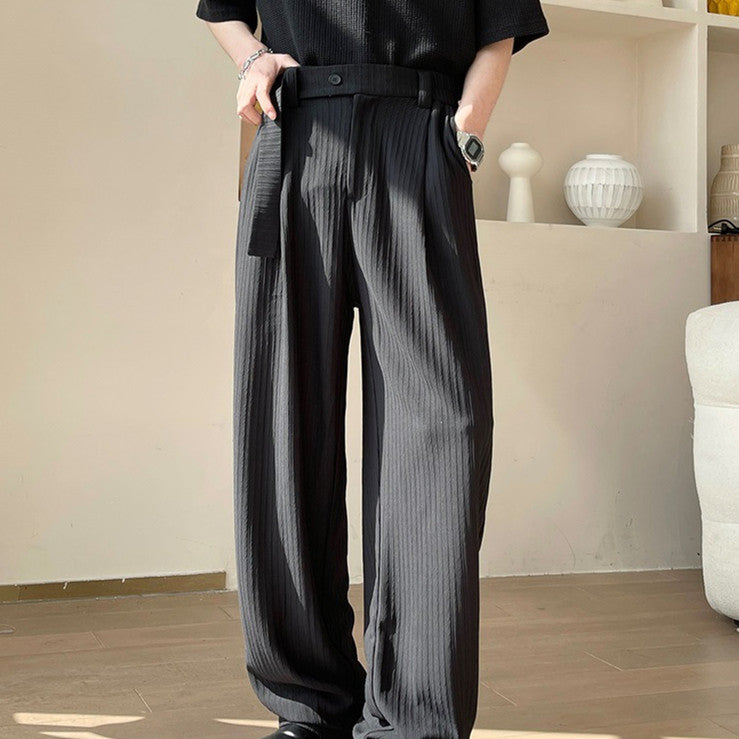 Ice Silk Textured Draping Trousers