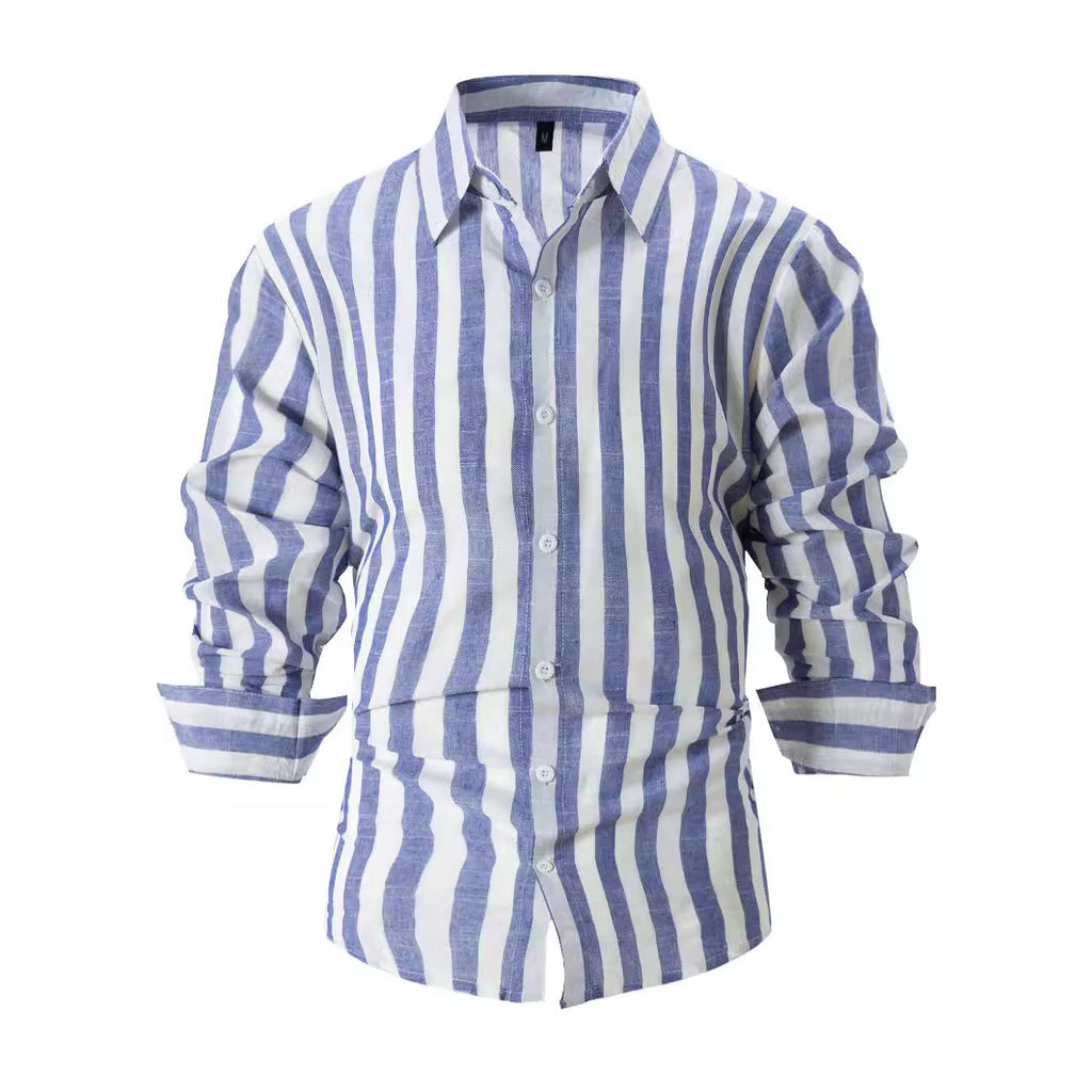 Striped Casual Long-sleeved Print Shirt