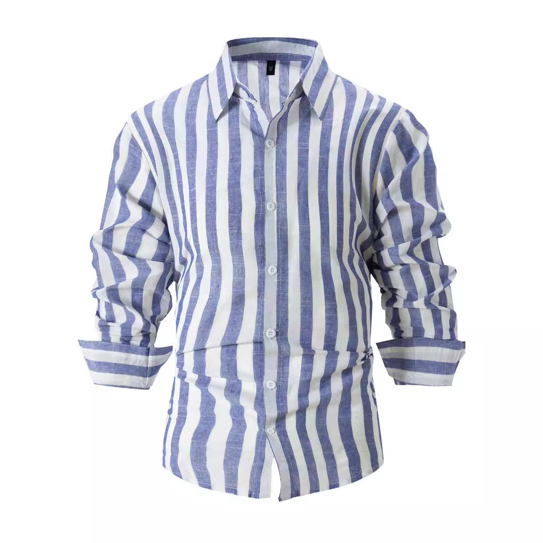 Striped Casual Long-sleeved Print Shirt