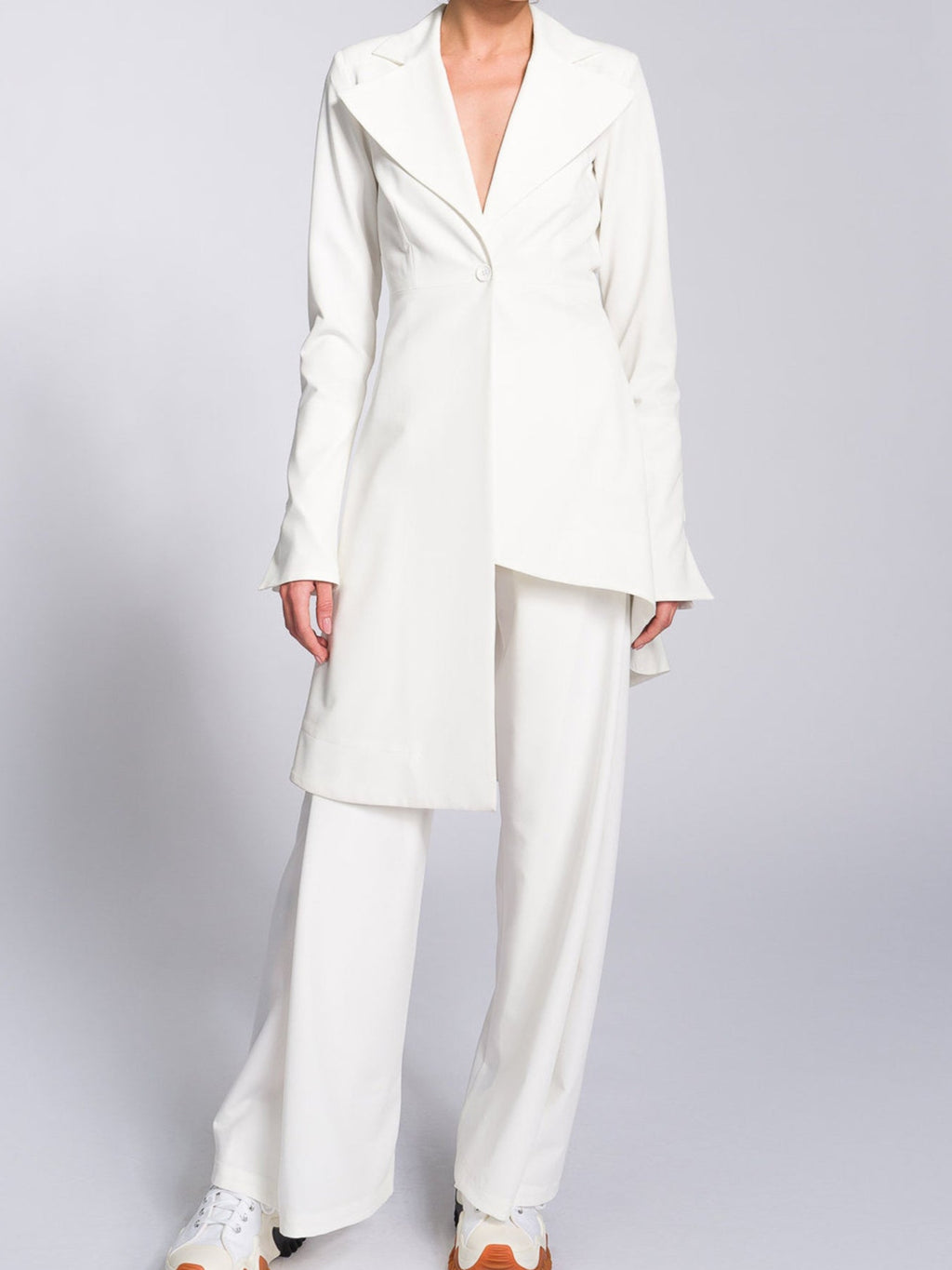 Irregular Hem Jacket & Pants Suit