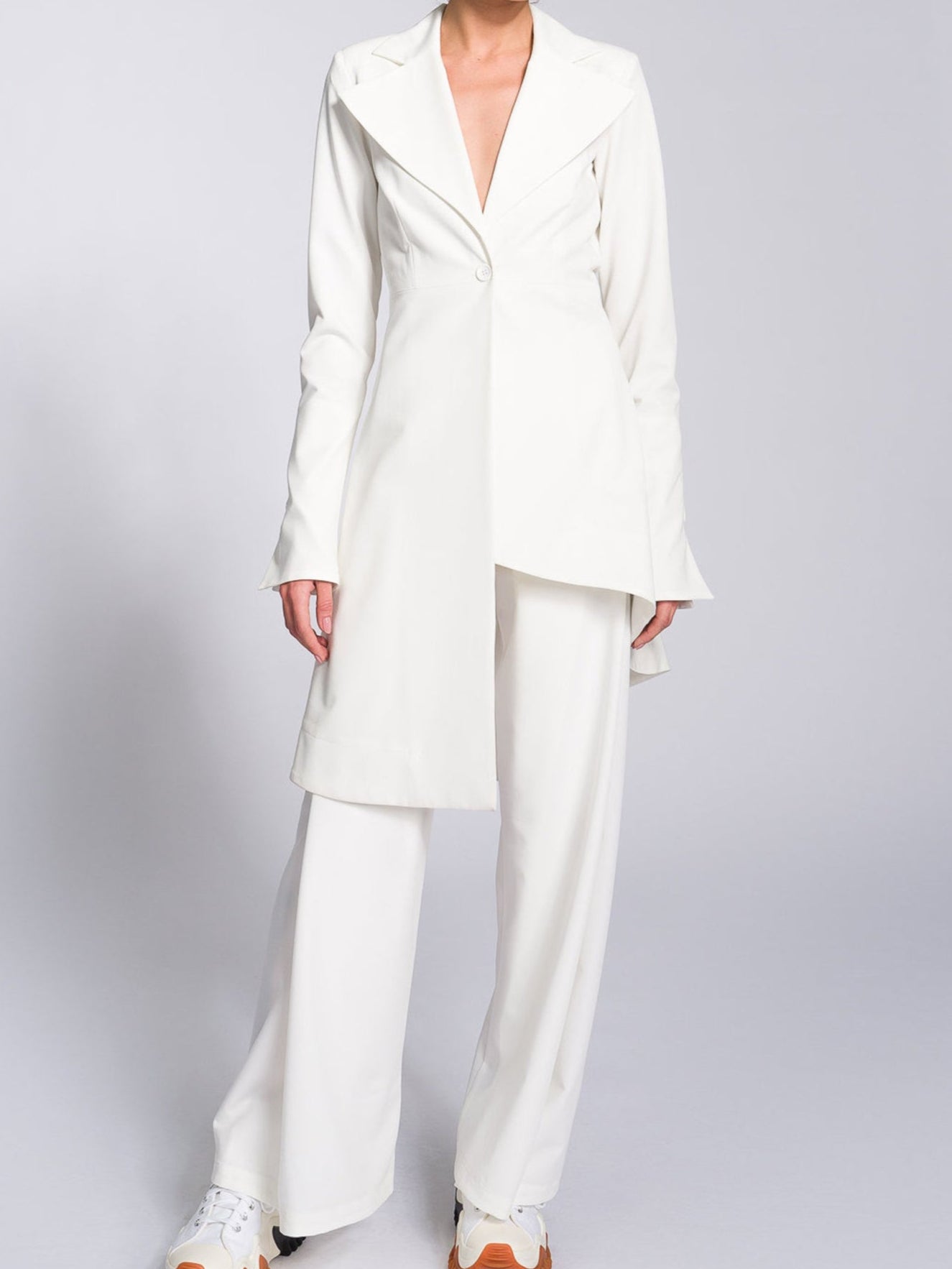 Irregular Hem Jacket & Pants Suit