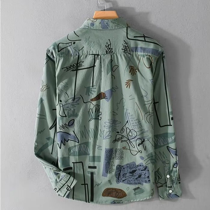 Loose Printed Long Sleeve Shirt