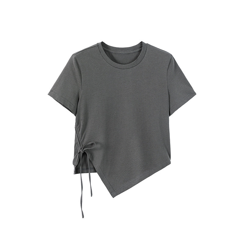 Asymmetrical Wrap Short-sleeved T-shirt