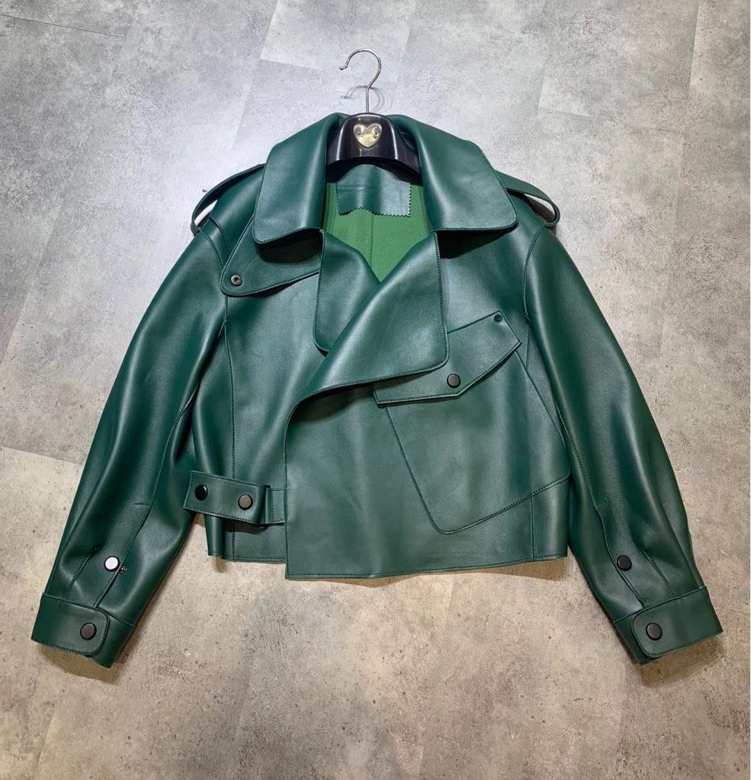 Leather Loose-fitting Cropped Jacket
