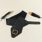 Needle Buckle Wide Elastic Belt Alligator Texture
