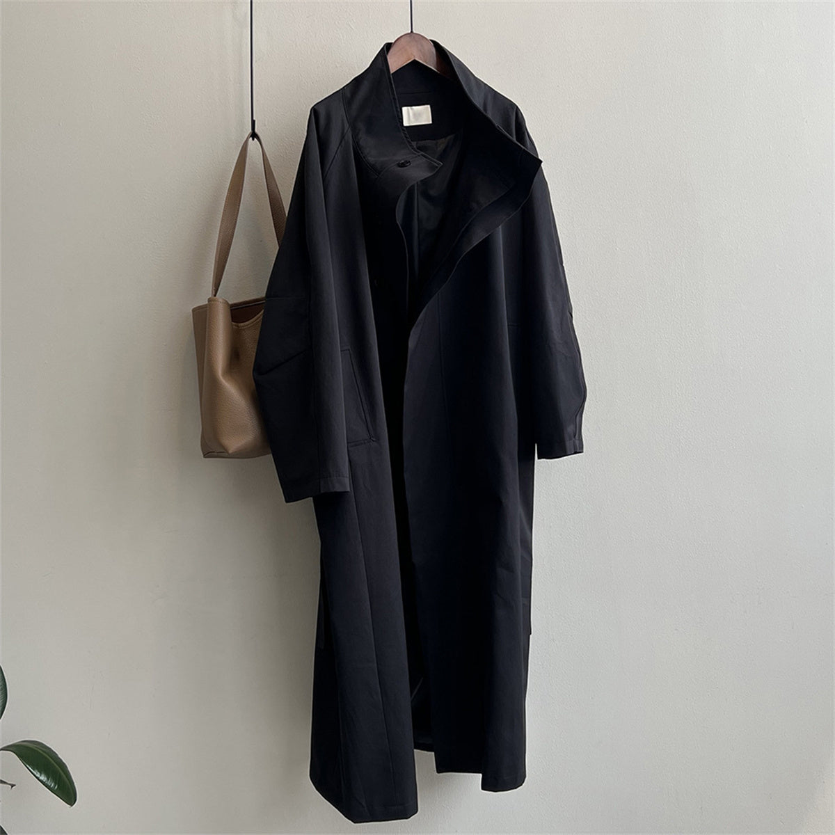 Straight Collar Mid-length Trench Coat