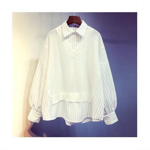Korean Style Patchwork Faux Two Piece