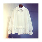 Korean Style Patchwork Faux Two Piece