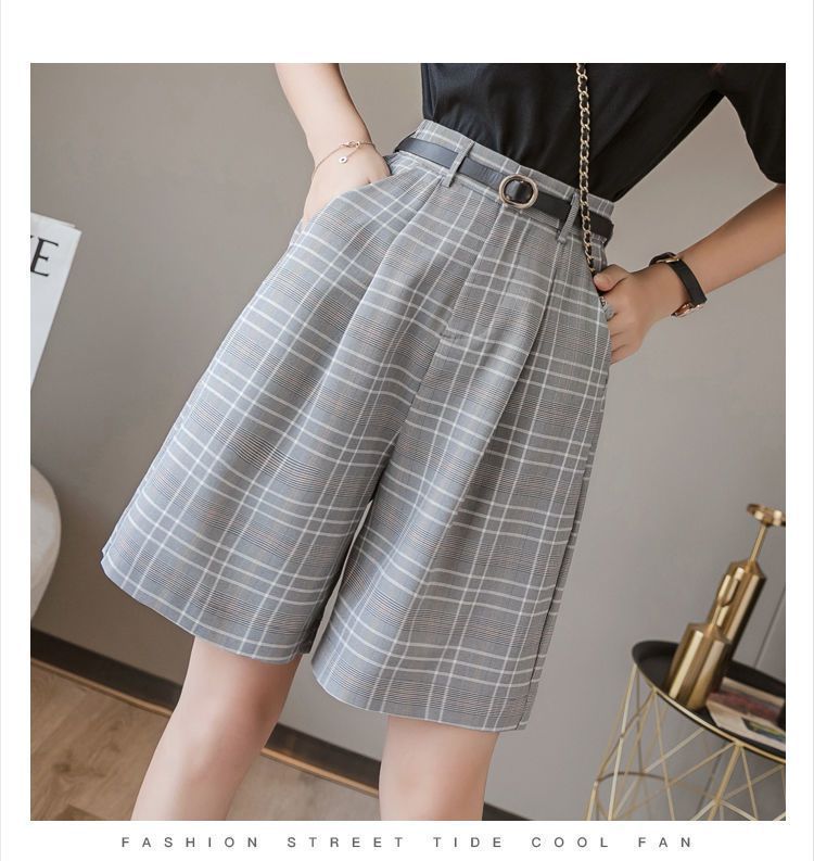 High Waist Wide Legs Extended Size Suit Shorts