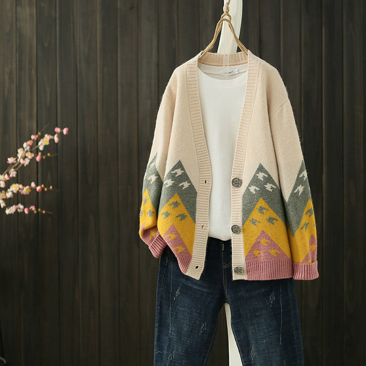 Retro Cardigan Jacket Knitted Loose Korean Style