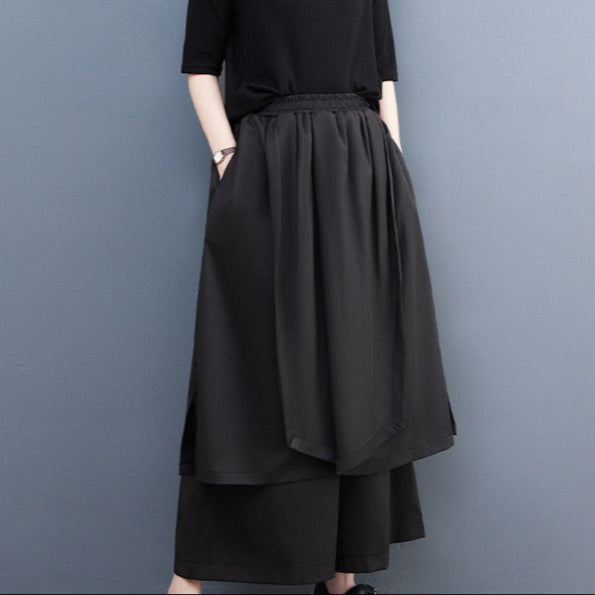 Japanese Style Pant Skirt - Cropped Wide-leg