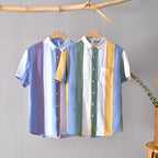 Thin Linen Striped Short Sleeve