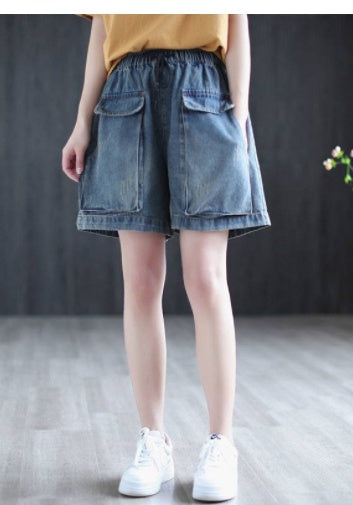 High Waist Extended Size Denim Shorts