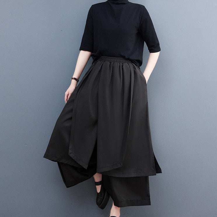 Japanese Style Pant Skirt - Cropped Wide-leg