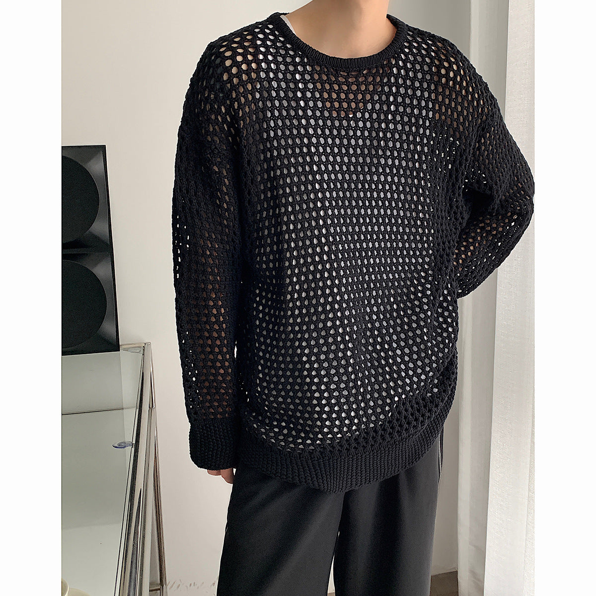 Lazy Breeze Hollow Knit Top