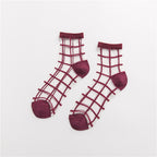 Ultra-thin Transparent & Plaid Japanese Style Socks