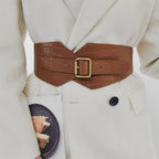 Needle Buckle Wide Elastic Belt Alligator Texture