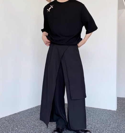 Multi Layered Irregular Large Skirt Pants