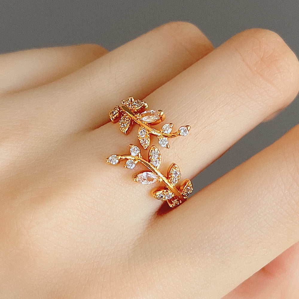 Graceful Leaf Adjustable Ring