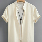 Breathable Casual Band Collar Imprinted Shirt