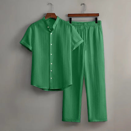 Casual Multi-color Short Sleeve + Pant Set