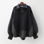 Korean Style Patchwork Faux Two Piece