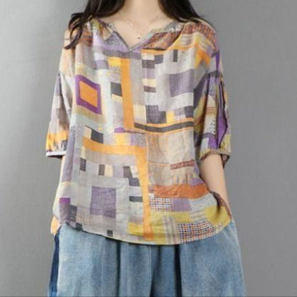 Loose Artistic Short-sleeved Blouse