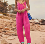 Loose Strap Capri Jumpsuit With Pockets