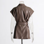 Retro Sleeveless PU-Leather Vest
