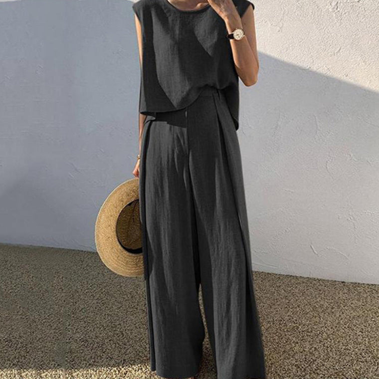 Casual Loose Two-piece Linen Suit