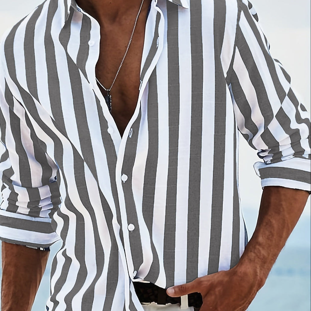 Striped Casual Long-sleeved Print Shirt