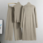 3-Piece Sleeveless Vest Long Cardigan And Wide-leg Pants - Knitted