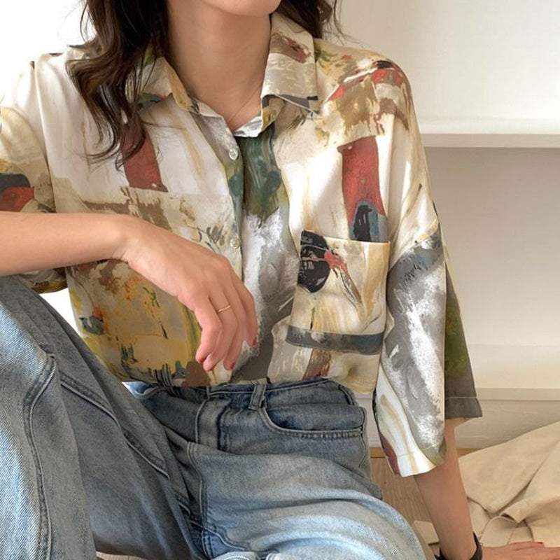 Sense Of Nature Pattern Design Long Shirt - Different Sleeve Options