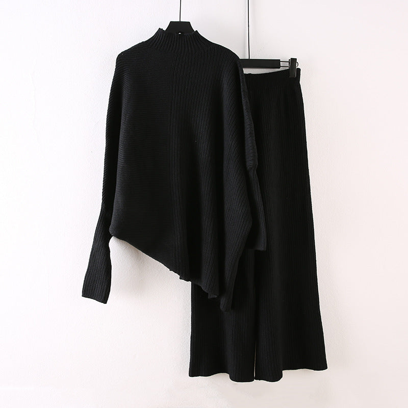 Turtleneck Sweater - Wide Leg Pants Suit