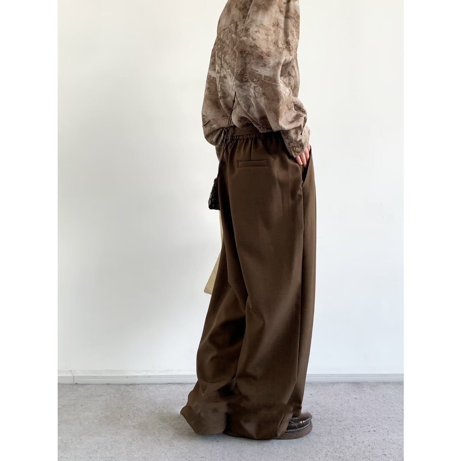 Loose Leisure Draping Wide-Leg Trousers - Strap /no Button