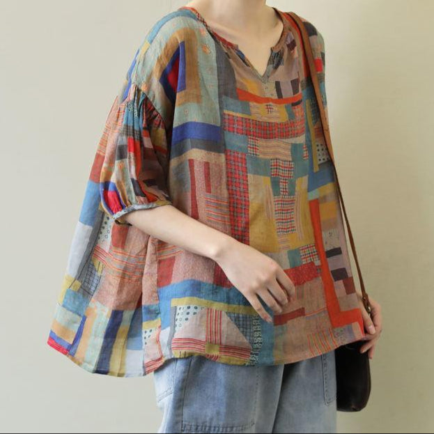 Loose Artistic Short-sleeved Blouse