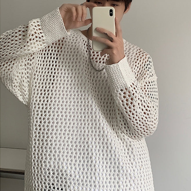 Lazy Breeze Hollow Knit Top