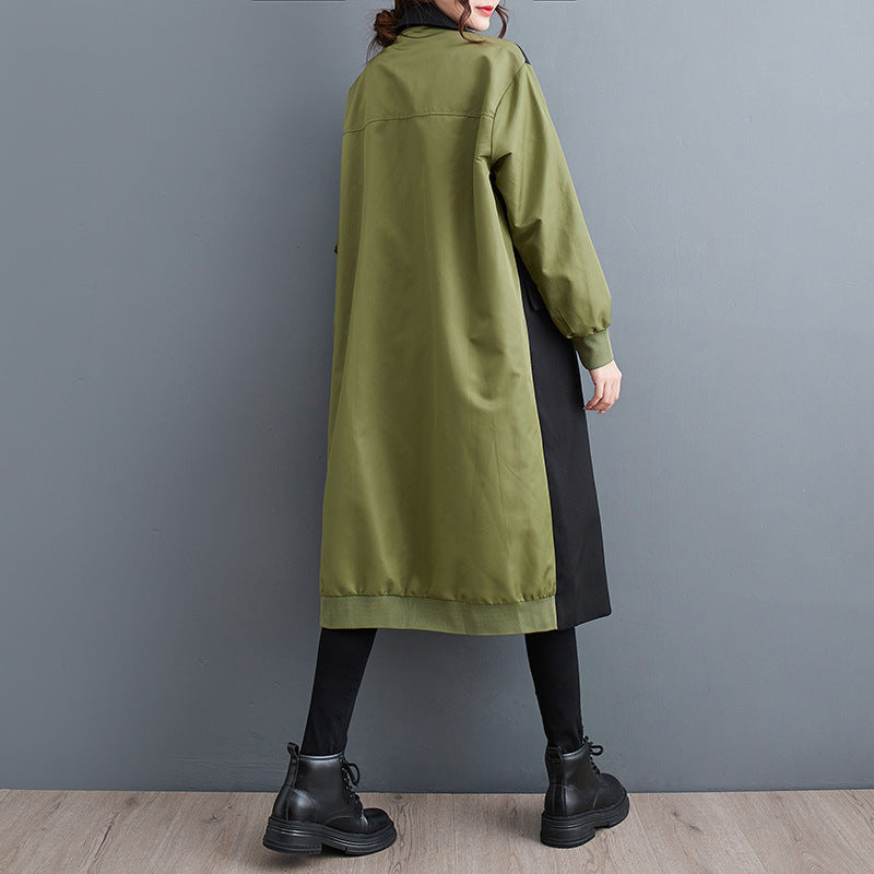 Double-layer Suit Collar Trench Coat